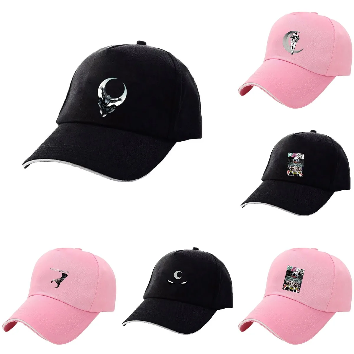 

Новинка 2022, модная бейсболка Moon Knight, крутая Кепка с графическим принтом, черная/Розовая Кепка От Солнца, модная мужская и женская