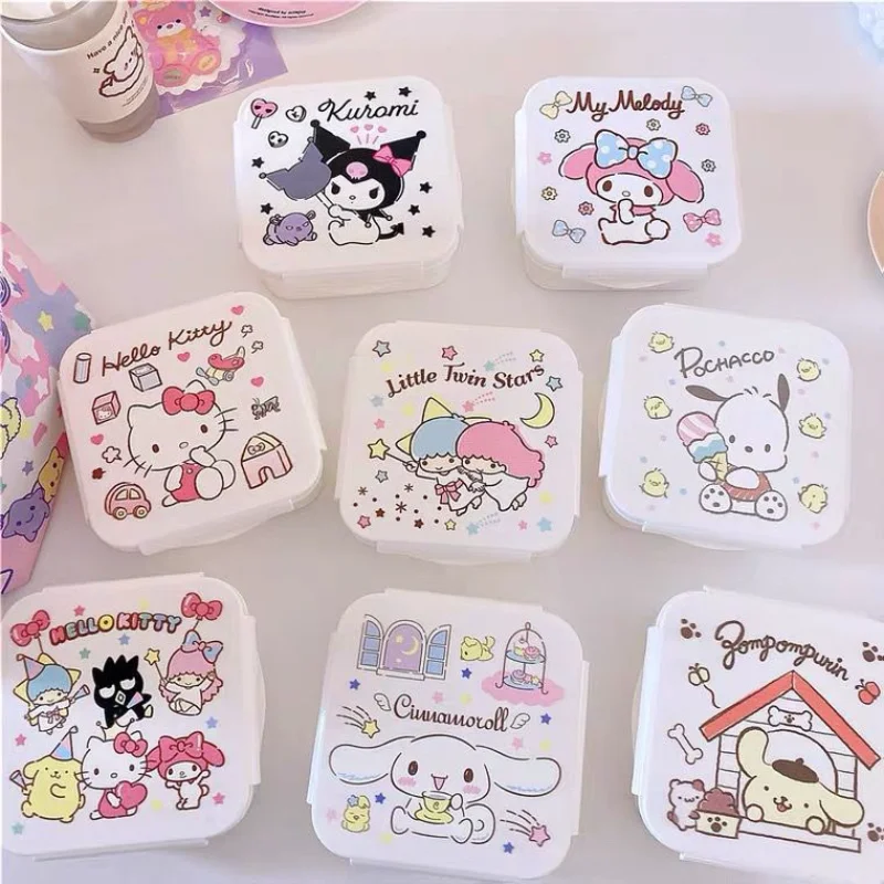 Sanrio Anime Sealed Preservation Box Cartoon Kuromi Melody Kitchen Food and Fruit Storage Box Cute Cinnamonroll Bento Box