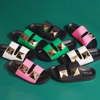 women flip flops flats big size female shoes summer new rivet 2022 casual indoor round toe ladies slides outside cloud slippers