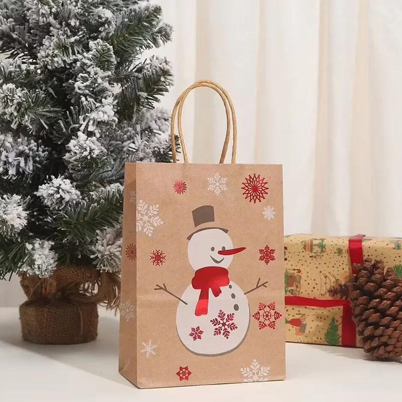 

1/20PCS Christmas Kraft Paper Bags Santa Claus Snowman Candy Cookie Packaging Bag Gift Packaging Pouch Party Home Decor Supplies