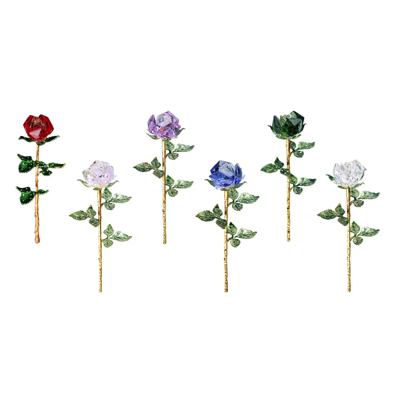 

Graceful Crystal Rose Figurine Home Decor Birthday Wedding for Valentine Day
