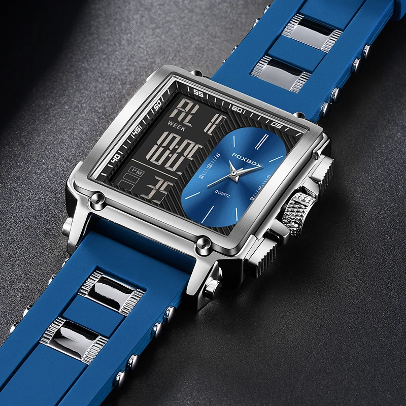 FOXBOX оригинальные кварцевые мужские наручные часы в стиле милитари спортивные