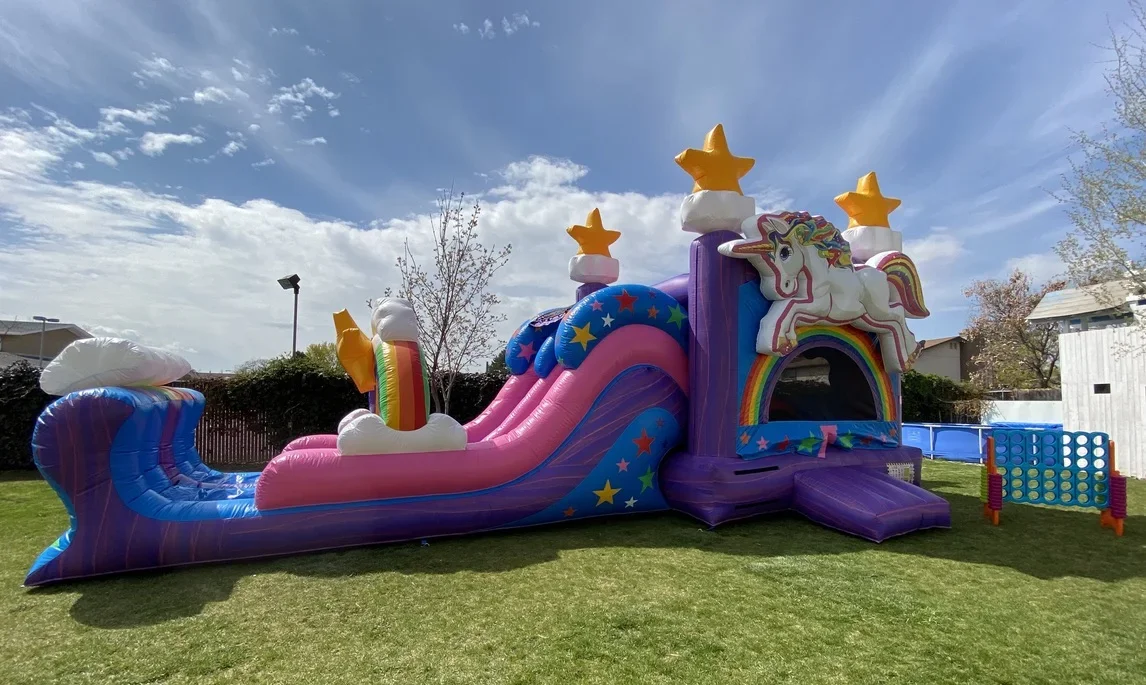Коммерческий надувной единорог Bounce House горка комбинированный прыгающий замок