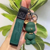 cartoon key chains for women man cute resin keychain bow tie bear pendant for women bag car keyring accessories kids girl gift