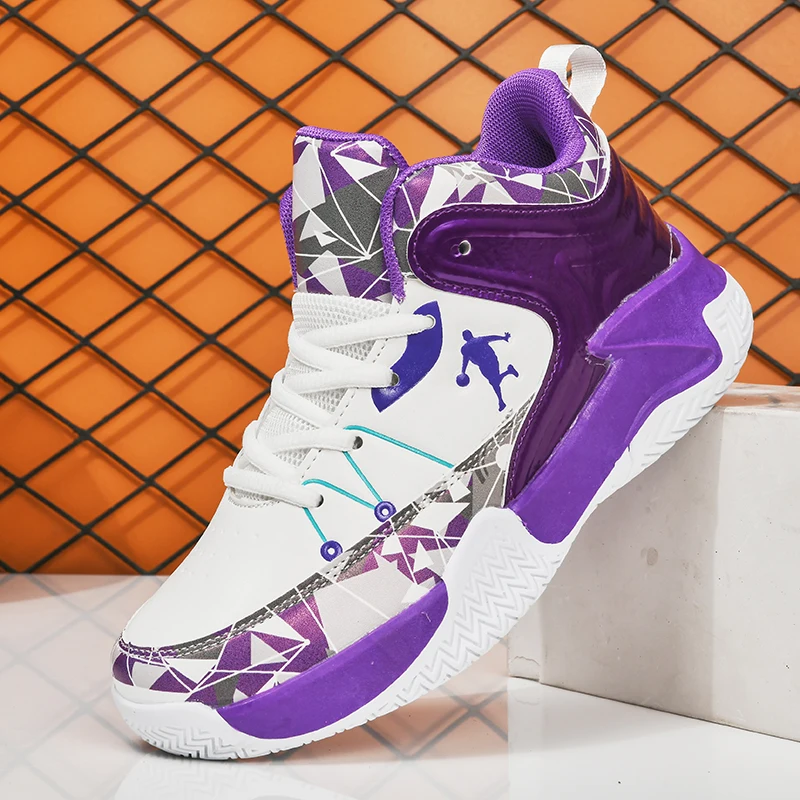 Brand Fashion Purple Men Professional Basketball Shoes Cushioning Non-Slip Sport Shoes Trainer Women Athletic Basketball Sneaker