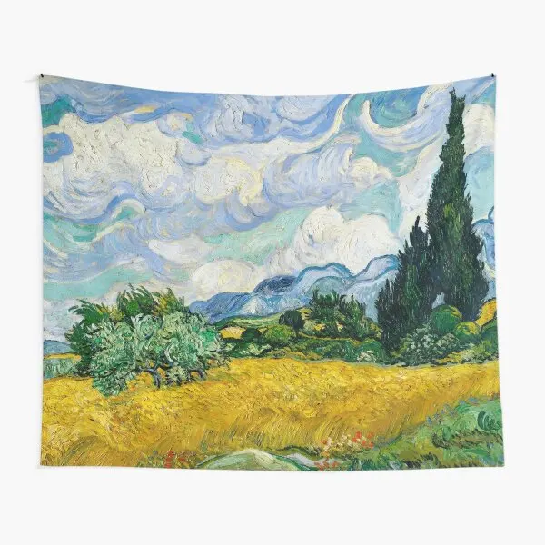 Пшеничное поле с ципрессами Винсент Ван гобелен художественное покрывало одеяло