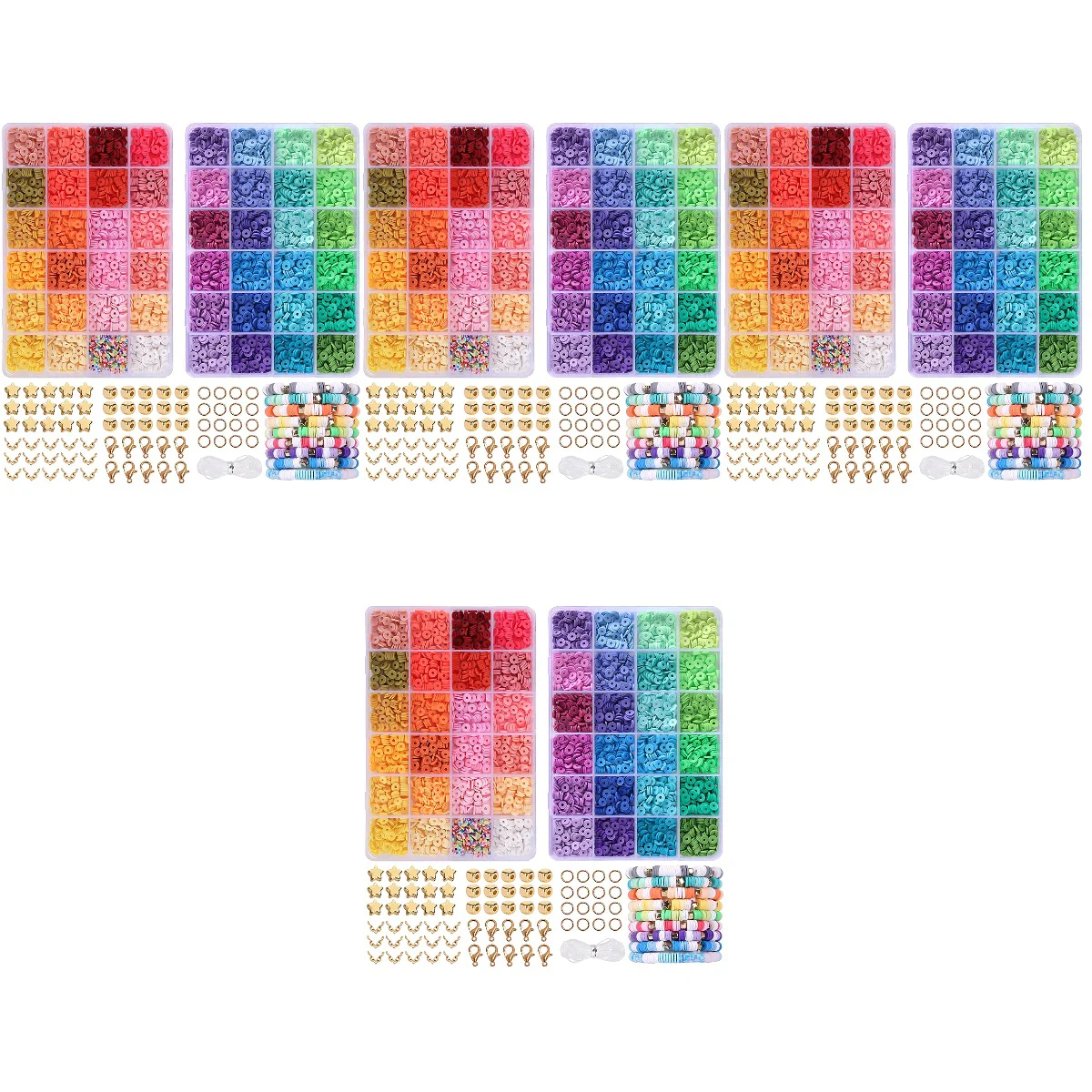 

4 Sets of Jewelry Making Clay Beads Bracelet Making Kit Polymer Clay Beads for DIY Craft