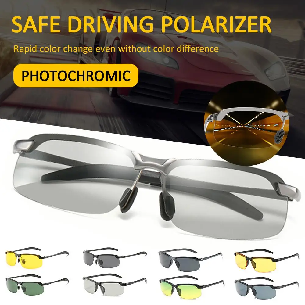 

Солнцезащитные очки Мужские фотохромные, хамелеоновые, с УФ-защитой, меняющие цвет, для вождения, дневное и ночное видение