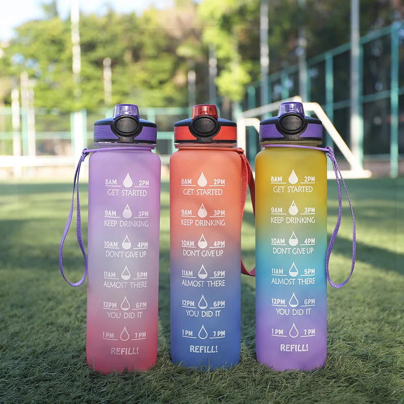 

Sports Gym Tumbler Reminder To Drink 1L Water Bottle With Time Marker Leakproof Fitness Jugs Large Capacity Portable Travel Cup