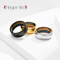 unique metal outer arc inner drop glue colorful pattern 8mm ring creative exquisite party ornaments