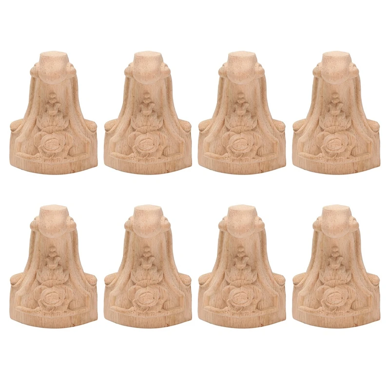 

8PCS 10X6cm European Style Solid Wood Carved Furniture Foot Legs TV Cabinet Seat Feets