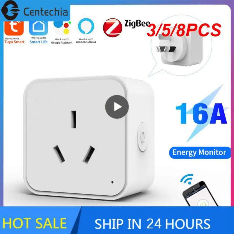 

3/5/8PCS With Alexa Google Home Smart Life App Tuya Zigbee3.0 Timing Function Smart Socket Voice Control Smart Plug Smart Home