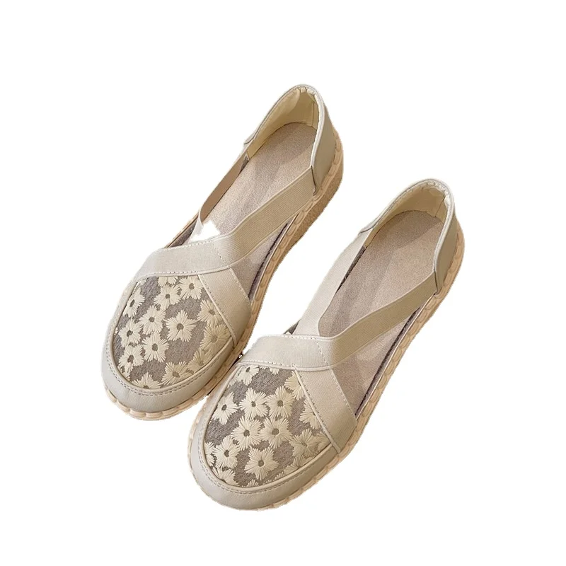 

2022 New Women Fisherman Shoes Casual Straw Lace Embroidery Flat Shoes Women Shoes Summer Loafers Casual Flat Shoes Women