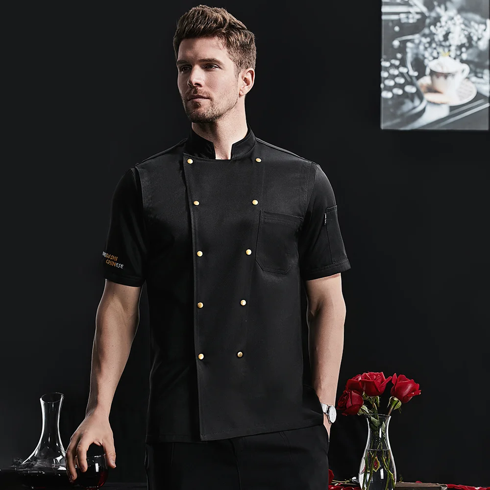 Летние куртки шеф-повара с коротким рукавом Кухонное пальто форма для ресторана