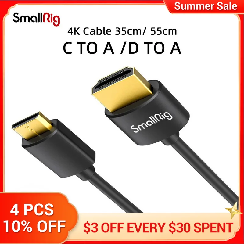 SmallRig Ultra Slim High Speed 4K Mini HDMI to HDMI Cable C 