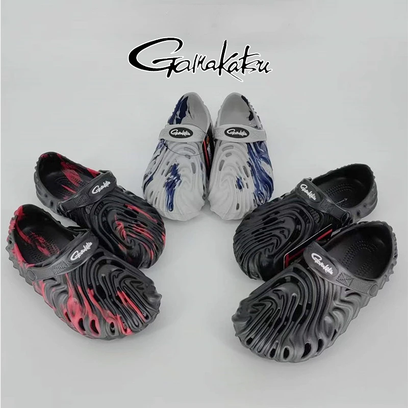 

2023 Summer New Gamakatsu Fishing Shoes Outdoor Men Sandals Lure Boat Fishing Breathable Hole Shoes Non Slip Slippers