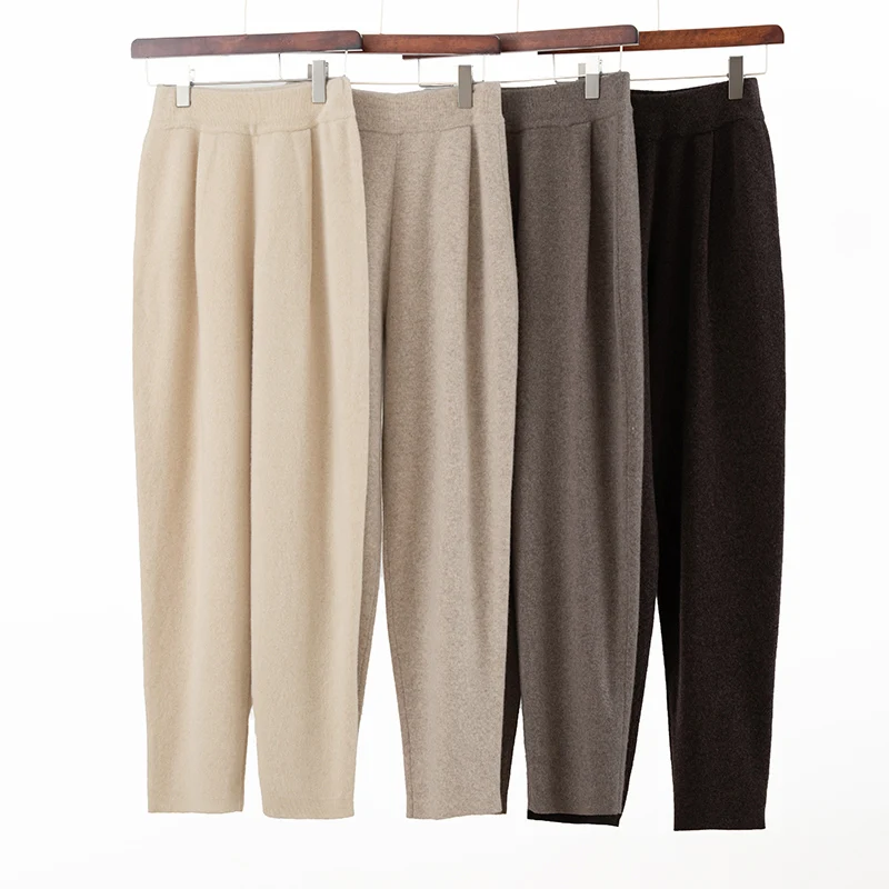 Женские трикотажные брюки из 100% мериносовой шерсти популярные теплые стеганые