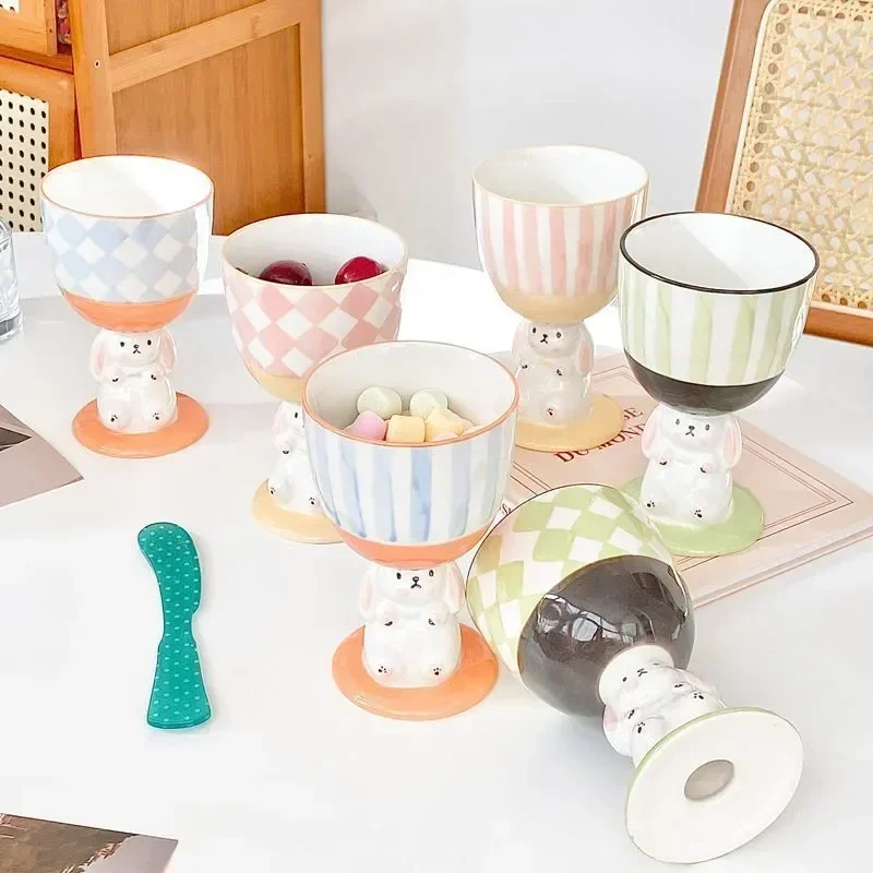 

Pink Drinkware Kawaii Cream Dropshipping Cup Water Creative Dessert Cute Cute Bunny Cup Base Rabbit Bowl Ice Ceramic Tea Cartoon