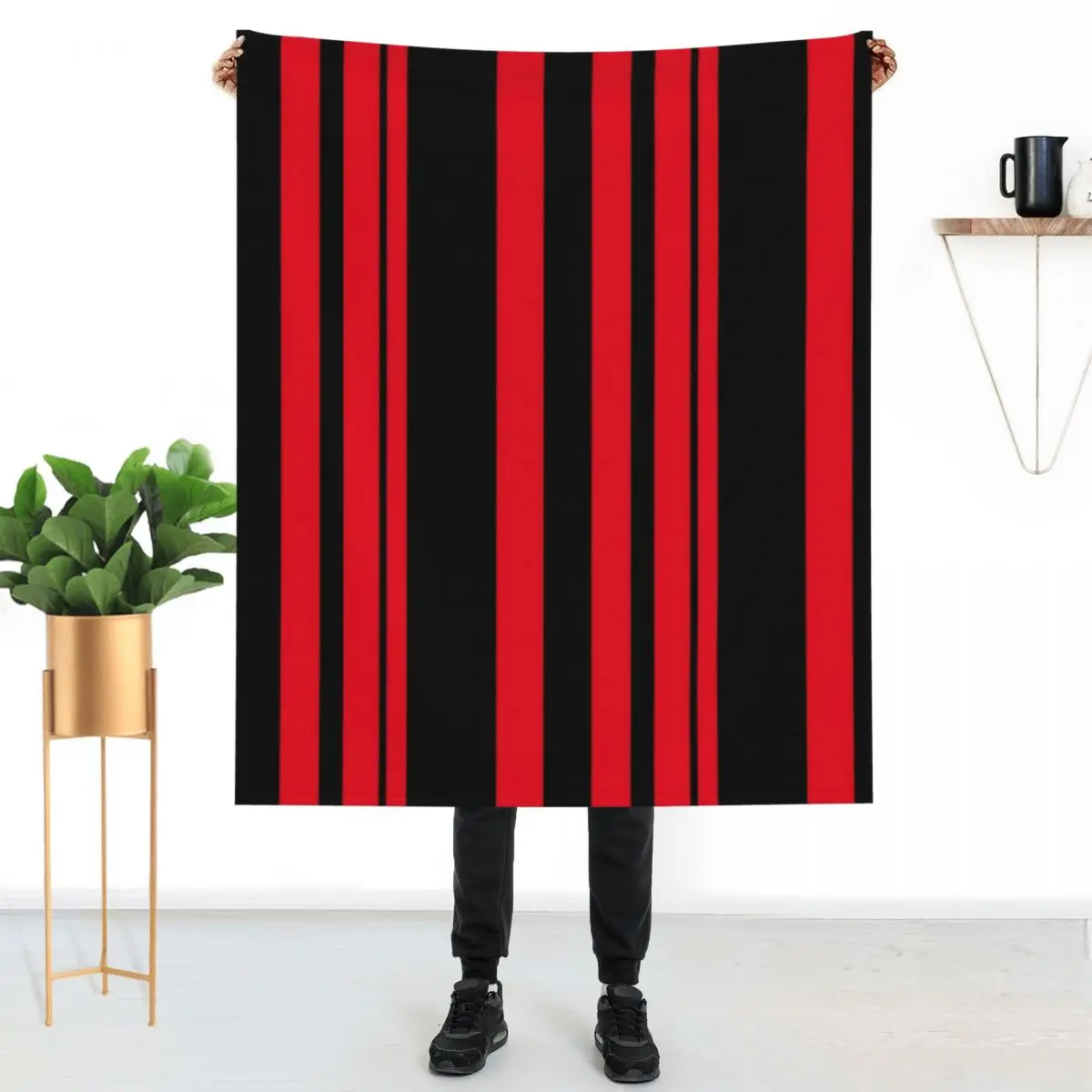 

Two Tone Blanket Black And Red Striped Very Warm For Sofa Throw Blanket Fun Luxury Blankets