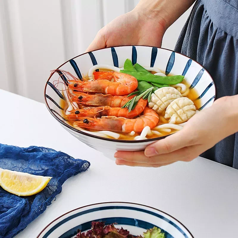 

9 Inch Japanese Ceramic Dinnerware Dinner Ramen Rice Bowls Kitchen Dishes Pasta Instant Noodle Salad Bowl bone china Tableware
