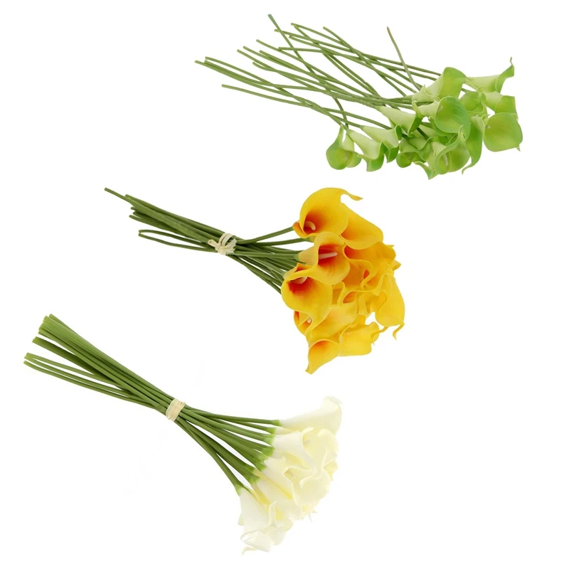 

18x Artificial Calla Lily Flowers Single Long Stem Bouquet Real Home Decor Color:Creamy
