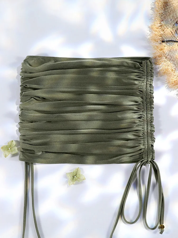 Накидки на бикини летняя одежда для плавания зеленая туника юбка Пляжное платье