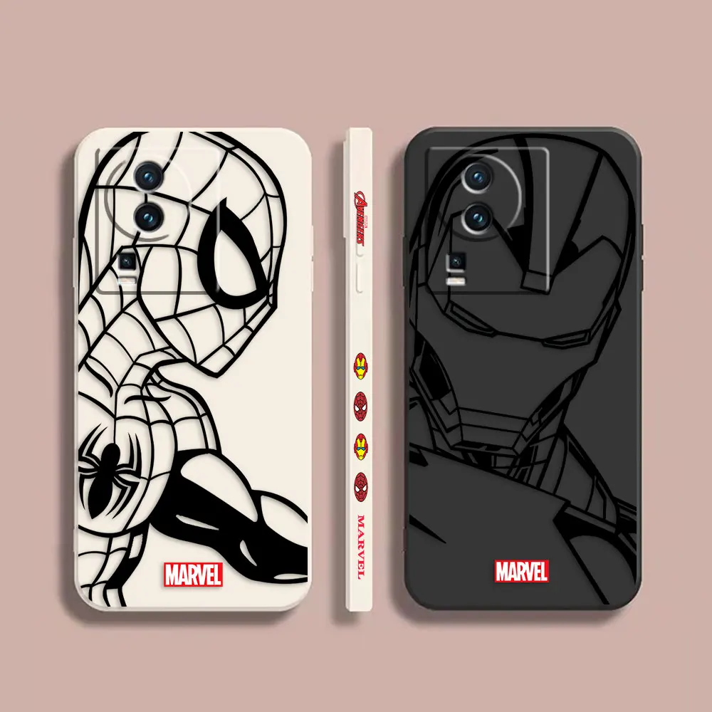 

Case For VIVO IQOO 5 7 8 9 10 11 Pro 5G Z6 Z7 NEO3 5 5S 6 7 Colour Simple Liquid Silicone Case Marvel Line Iron Man Spiderman