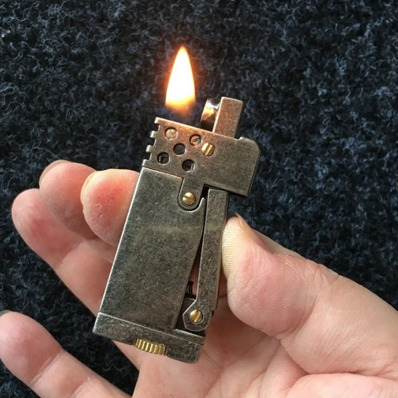 

Old Style Retro Gasoline Flint Side Pressure Ignition Lighter Kerosene Cigarette Accessories Lighter Creative Gifts For Men