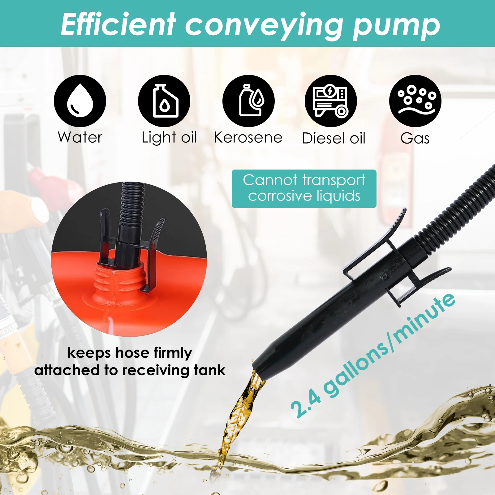 Переносной Топливный насос с 3 адаптерами для газа дизельного керосина 2 4