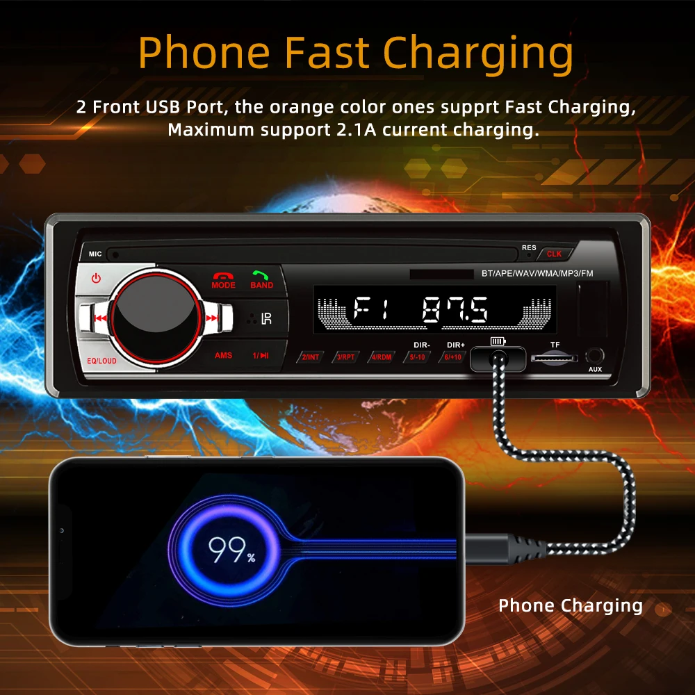 Автомобильный радиоприемник REAKO Φ FM MP3 плеер аудио стерео AUX вход USB/SD функция