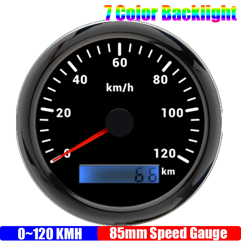Индивидуальный аналоговый импульсный спидометр 85 мм с 7-цветной подсветкой, водонепроницаемый измеритель скорости, импульсный сигнал для автомобиля, лодки, морской пехоты 9-32 В