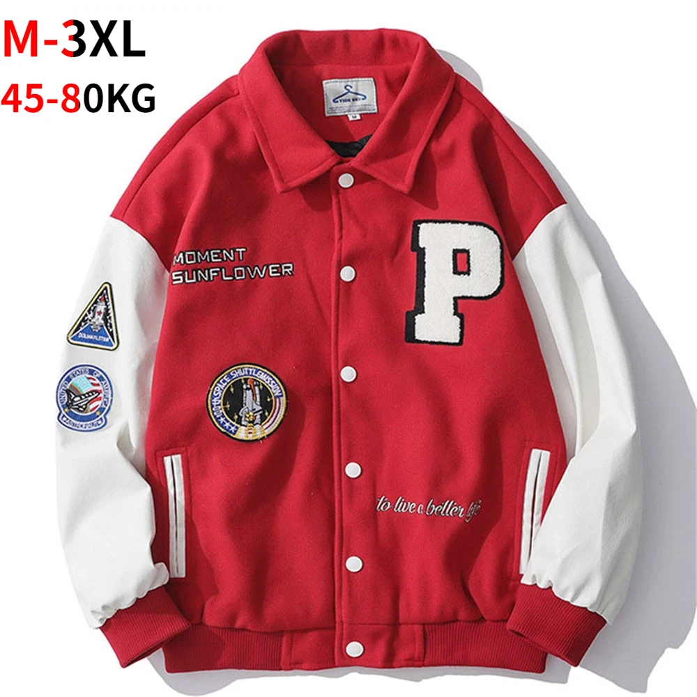 

2022 Men's Varsity Uniform Baseball Jacket Leather Sleeve Single Breasted Appliques Bomber Jacket Embroidery Patches Casual Coat