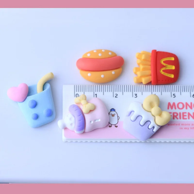 

10PCS Cartoon DIY Food Burger Croc Charms For Kids Applique Car Cup Bag Phone Decorations For Women Children Shoes Accessorie