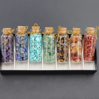 new fine natural chip stones mini glass wishing bottles drifting healing birthday crystal decor lucky gifts wholesale 1box7pcs