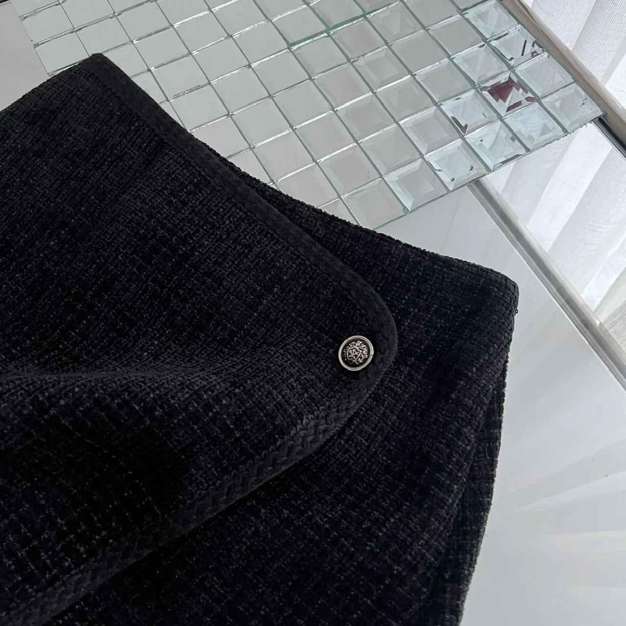 Женский твидовый костюм из двух предметов винтажный короткий топ и короткая