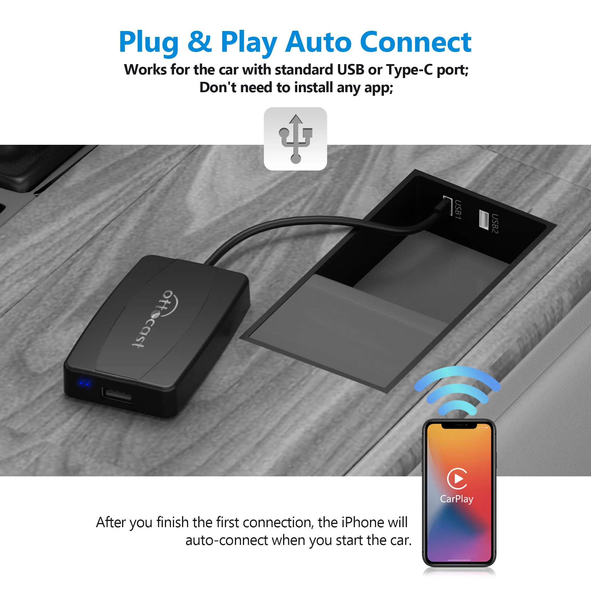 Ограниченное время предложение U2-X Беспроводной адаптер Android Auto CarPlay 2 в 1 для