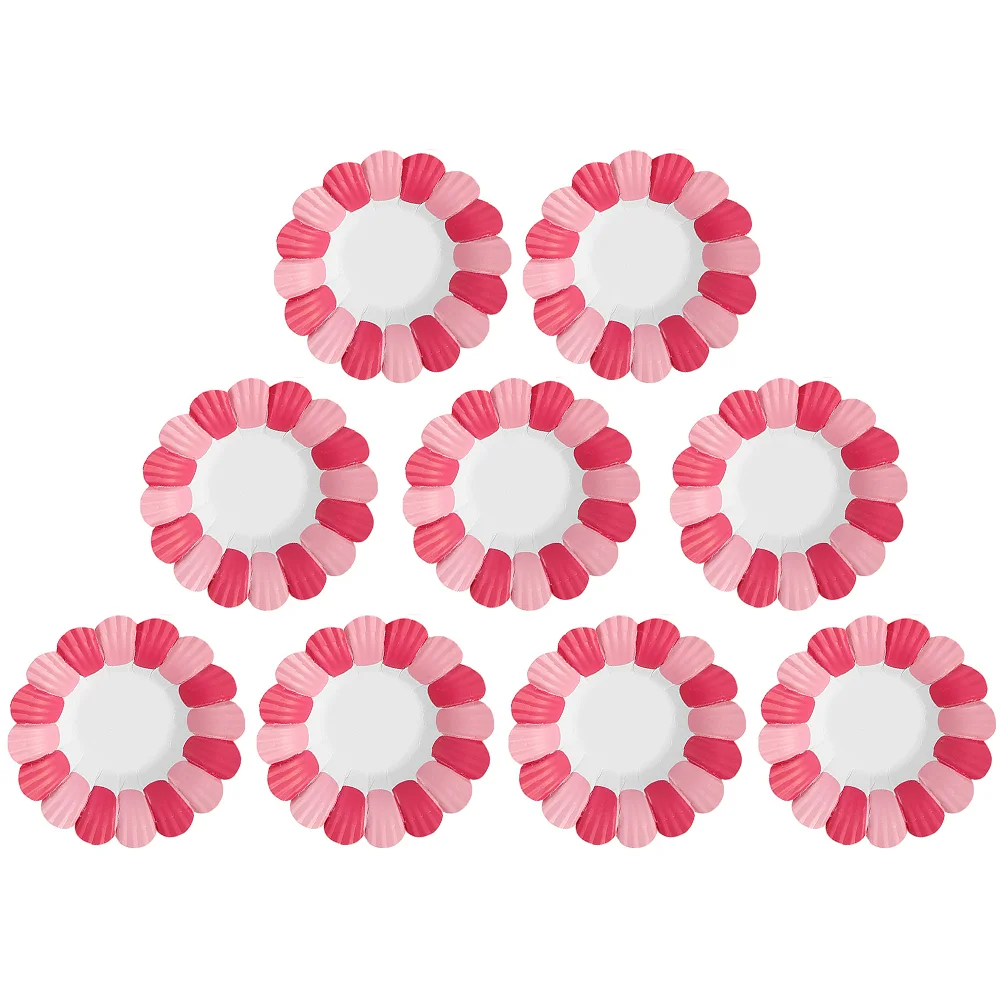 

50 Pcs Navideños Desechables Paper Dinnerware Party Plates Decorative Flower Cake Tray