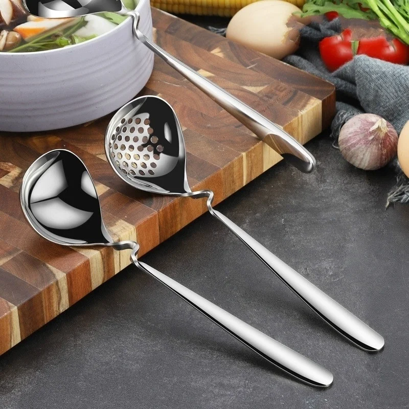 

1pcs Stainless Steel long Soup Spoon Colander Kitchen Utensils