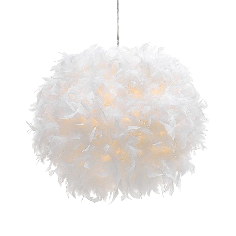 

New-White Feather Chandelier Lampshade For The Living Room Dining Room Bedroom Floor Lamp And Table Lamp Feather Lampshade