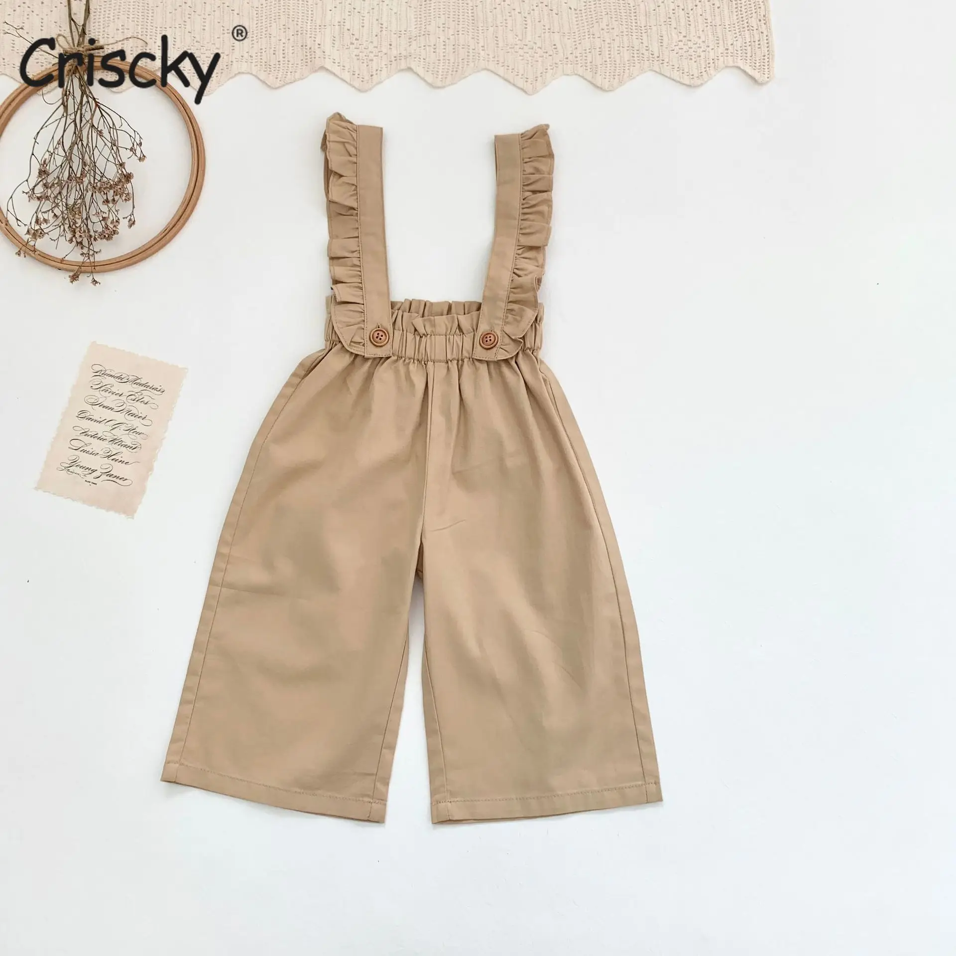 

Criscky Spring Summer Girls Overalls Cotton Casual One-piece Flying Sleeve Overalls Toddler Girl Jumpsuit Baby Bib Pants