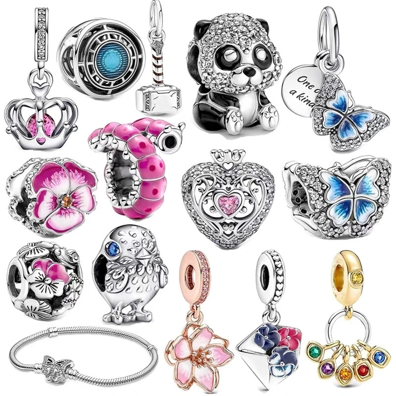 

2022 New 925 Sterling Silver Spring Collection Flower Pendant Charm Cute Curled Caterpillar Charms Beads Pendant Luxury Jewelry