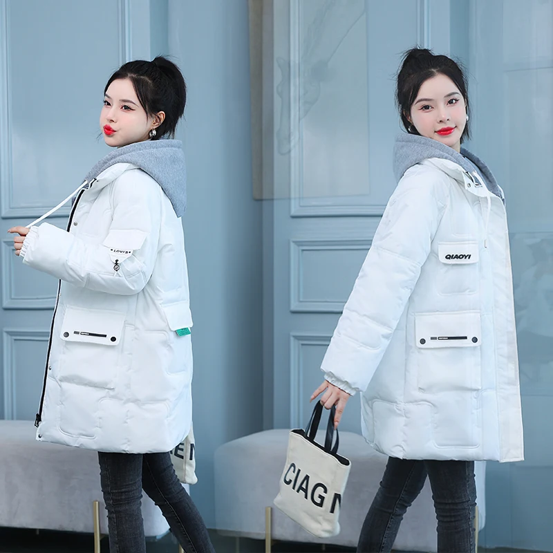 Women's Winter Hooded Parkas Thick Down Cotton Padded Jacket Woman Oversize Long Overcoat Female Clothing Warm Puffer Coat 2022