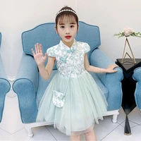 dress girls clothes lace mesh sweet princess dresses cheongsam hanfu 2 7 years old bebe fashion high quality childrens clothing