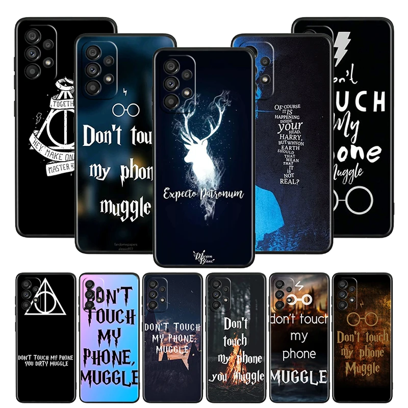 

Cute Cartoon Harry Potter Wand Case For Samsung Galaxy A52S A72 A71 A52 A51 A12 A32 A21S A73 A53 4G 5G Soft Black Phone Cover