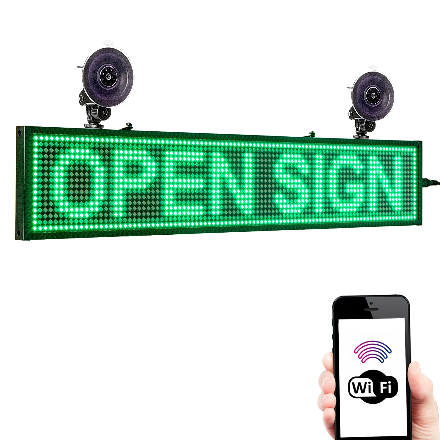 12V Green P5 SMD WIFI Programmable Car bus Led Sign Scrolling Message Display Board with rear window sucker installed | Освещение