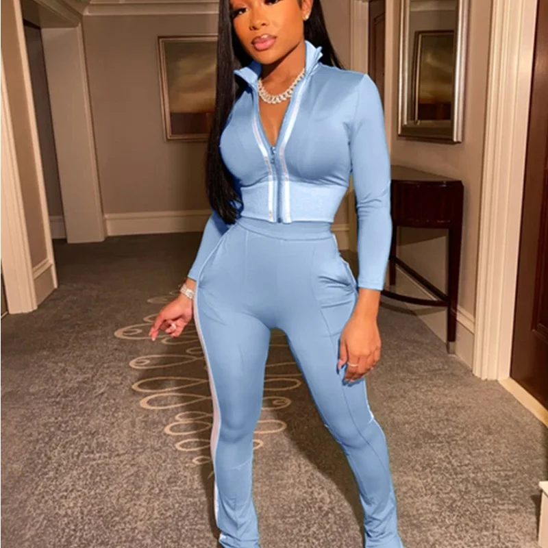 Популярный женский однотонный комплект из двух предметов в европейском и