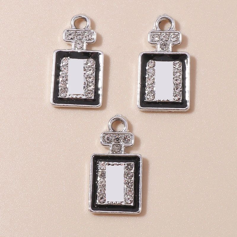 Изысканные подвески для духов с кристаллами 10 шт. яркие серебряные в виде флакона