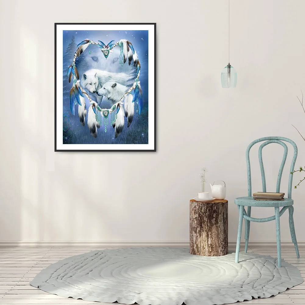 Алмазная 5D картина &quotсделай сам&quot Ловец снов волк полная круглая мозаика набор