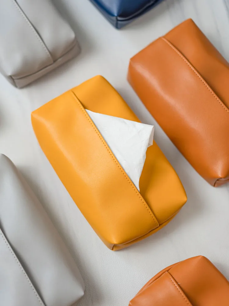 

Yellow Tissue Box Light Luxury Living Room Creative Nordic Ins Wind Rectangular Storage Car PU Leather Pumping Paper Box