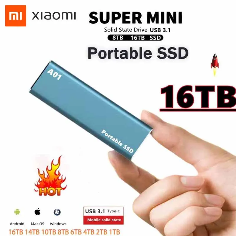 

SSD высокоскоростной мобильный твердотельный жесткий диск большой емкости 16T/8T/4T100% оригинальный SSD мобильный жесткий диск подходит для ноутб...